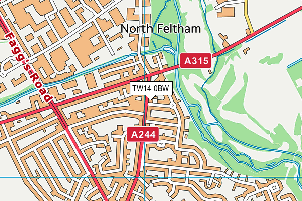 TW14 0BW map - OS VectorMap District (Ordnance Survey)