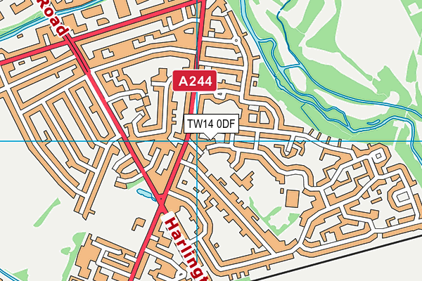 TW14 0DF map - OS VectorMap District (Ordnance Survey)