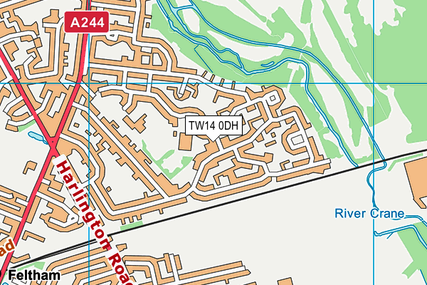 TW14 0DH map - OS VectorMap District (Ordnance Survey)