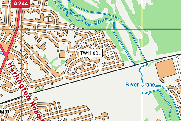 TW14 0DL map - OS VectorMap District (Ordnance Survey)