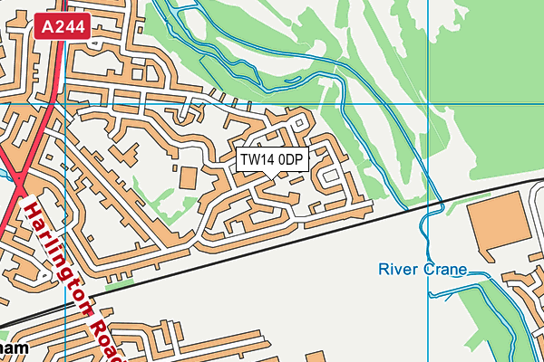 TW14 0DP map - OS VectorMap District (Ordnance Survey)