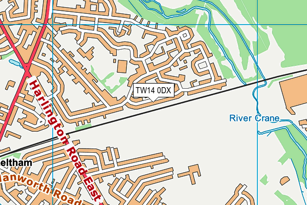 TW14 0DX map - OS VectorMap District (Ordnance Survey)
