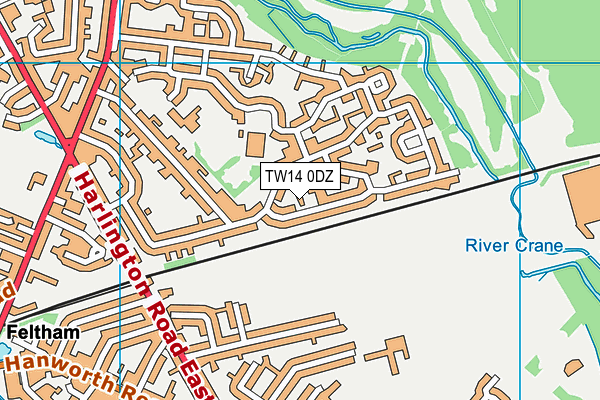 TW14 0DZ map - OS VectorMap District (Ordnance Survey)