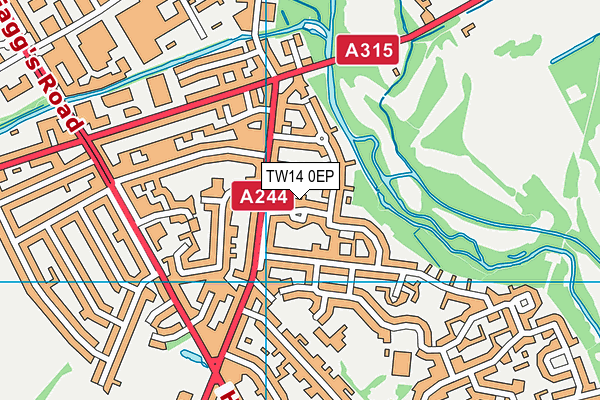 TW14 0EP map - OS VectorMap District (Ordnance Survey)