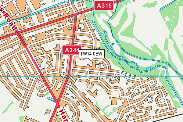 TW14 0EW map - OS VectorMap District (Ordnance Survey)