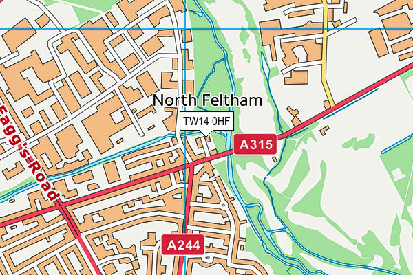 TW14 0HF map - OS VectorMap District (Ordnance Survey)