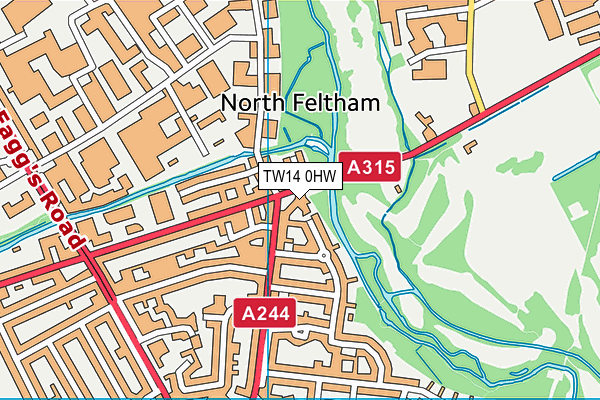 TW14 0HW map - OS VectorMap District (Ordnance Survey)