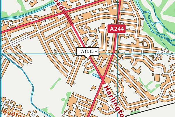 TW14 0JE map - OS VectorMap District (Ordnance Survey)
