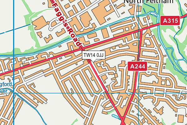 TW14 0JJ map - OS VectorMap District (Ordnance Survey)