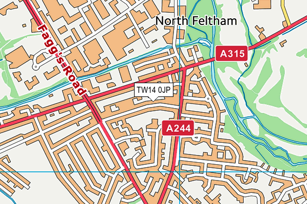 TW14 0JP map - OS VectorMap District (Ordnance Survey)