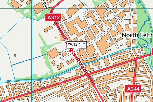 TW14 0LG map - OS VectorMap District (Ordnance Survey)