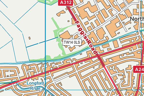 TW14 0LS map - OS VectorMap District (Ordnance Survey)