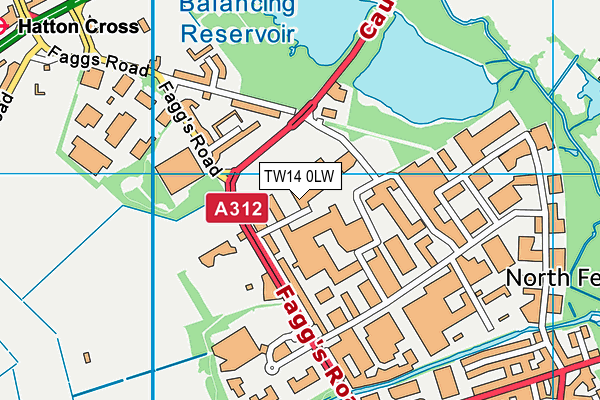 TW14 0LW map - OS VectorMap District (Ordnance Survey)