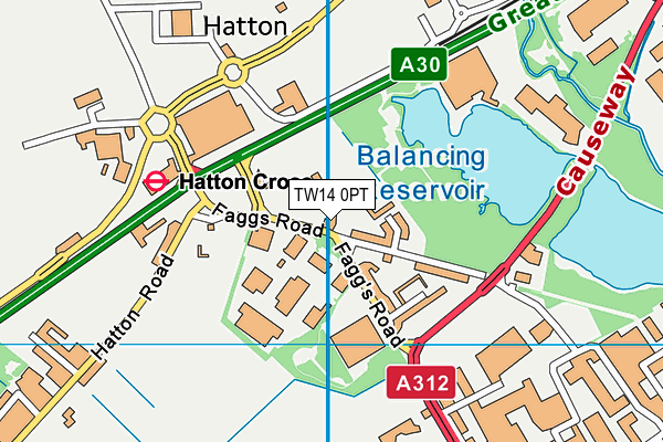 TW14 0PT map - OS VectorMap District (Ordnance Survey)