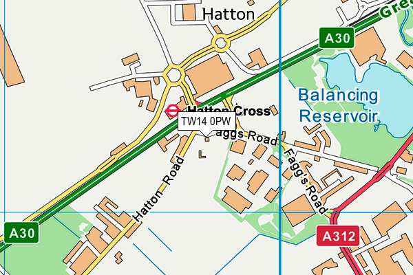 TW14 0PW map - OS VectorMap District (Ordnance Survey)