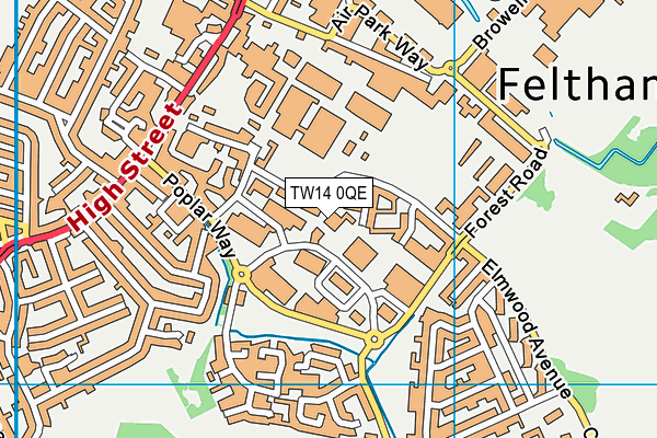 TW14 0QE map - OS VectorMap District (Ordnance Survey)