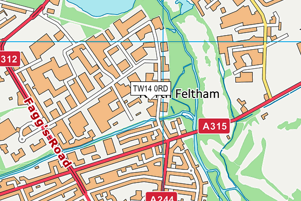 TW14 0RD map - OS VectorMap District (Ordnance Survey)