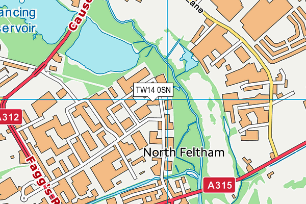 TW14 0SN map - OS VectorMap District (Ordnance Survey)