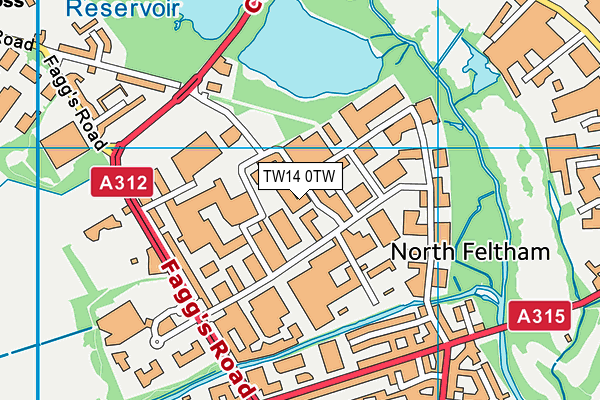 TW14 0TW map - OS VectorMap District (Ordnance Survey)