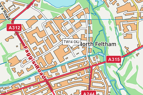 TW14 0XJ map - OS VectorMap District (Ordnance Survey)