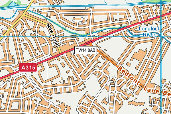 TW14 8AB map - OS VectorMap District (Ordnance Survey)