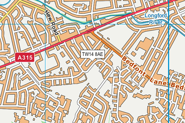 TW14 8AE map - OS VectorMap District (Ordnance Survey)