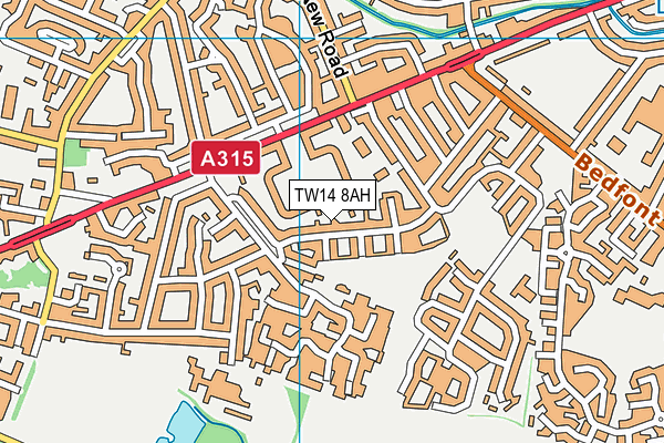 TW14 8AH map - OS VectorMap District (Ordnance Survey)