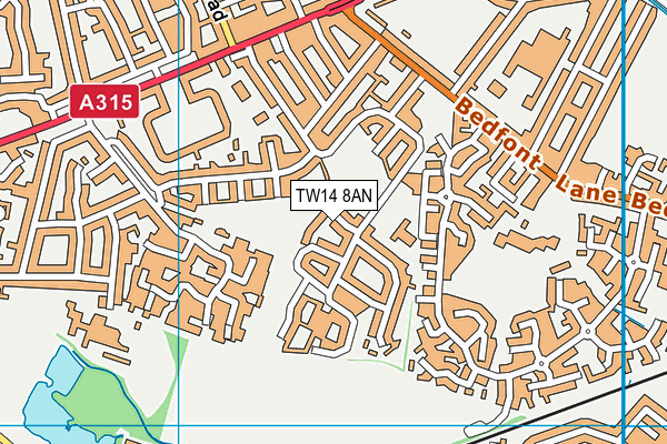TW14 8AN map - OS VectorMap District (Ordnance Survey)