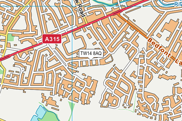 TW14 8AQ map - OS VectorMap District (Ordnance Survey)