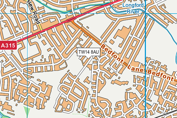 TW14 8AU map - OS VectorMap District (Ordnance Survey)