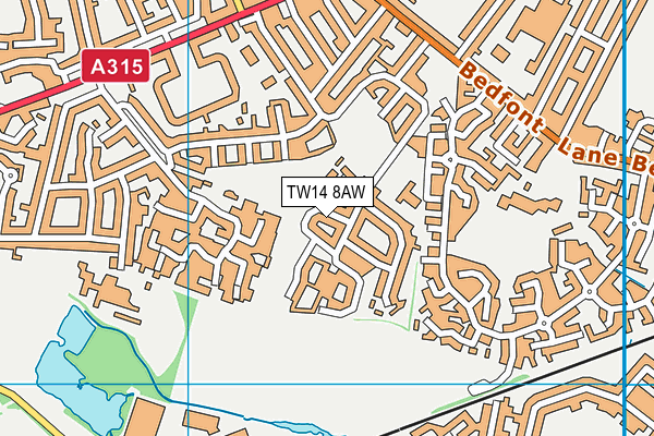 TW14 8AW map - OS VectorMap District (Ordnance Survey)