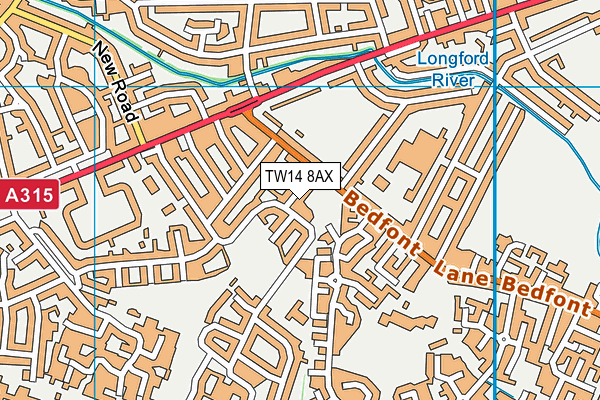 TW14 8AX map - OS VectorMap District (Ordnance Survey)
