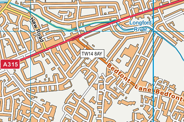 TW14 8AY map - OS VectorMap District (Ordnance Survey)