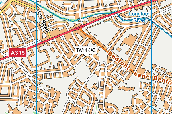 TW14 8AZ map - OS VectorMap District (Ordnance Survey)