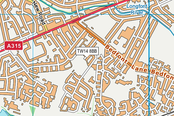 TW14 8BB map - OS VectorMap District (Ordnance Survey)
