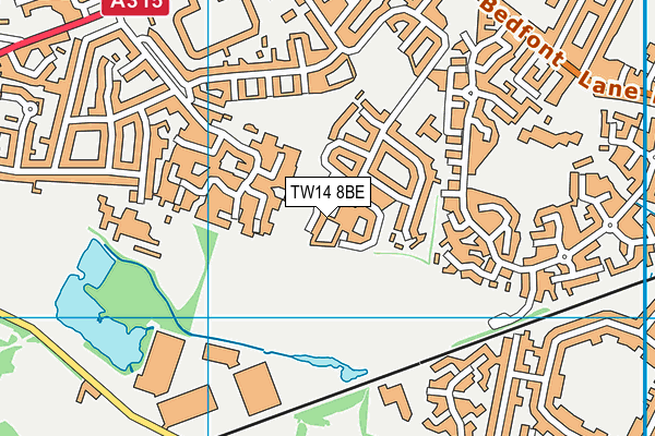 TW14 8BE map - OS VectorMap District (Ordnance Survey)