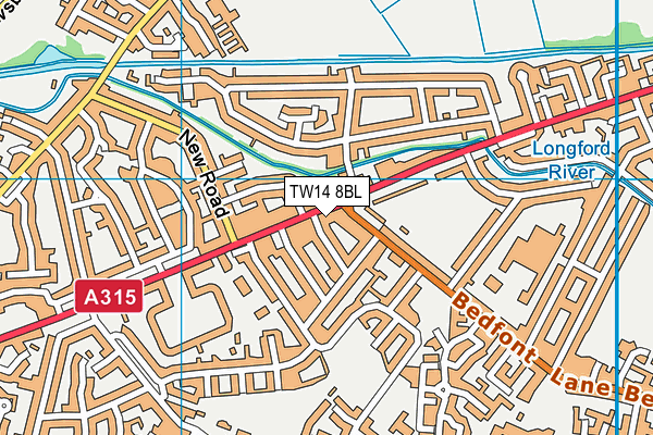 TW14 8BL map - OS VectorMap District (Ordnance Survey)