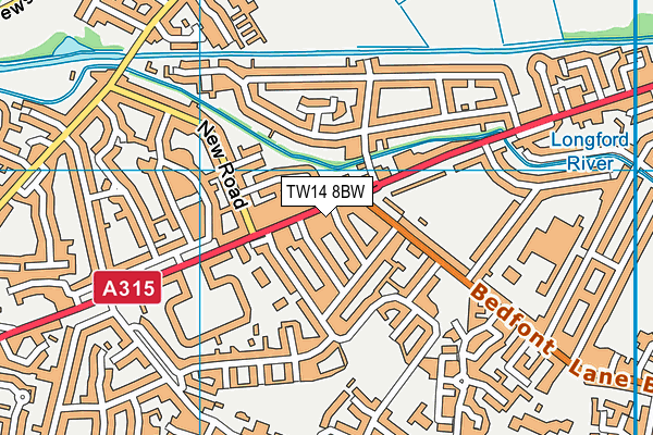 TW14 8BW map - OS VectorMap District (Ordnance Survey)