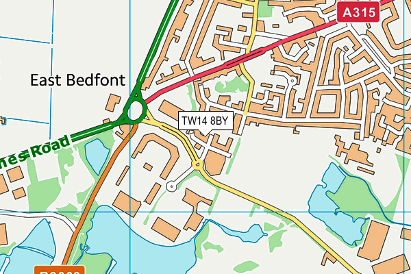 TW14 8BY map - OS VectorMap District (Ordnance Survey)