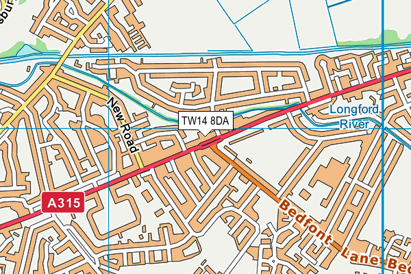 TW14 8DA map - OS VectorMap District (Ordnance Survey)