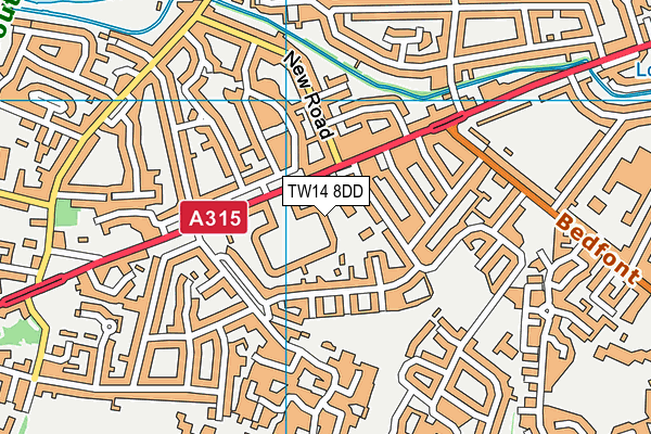 TW14 8DD map - OS VectorMap District (Ordnance Survey)