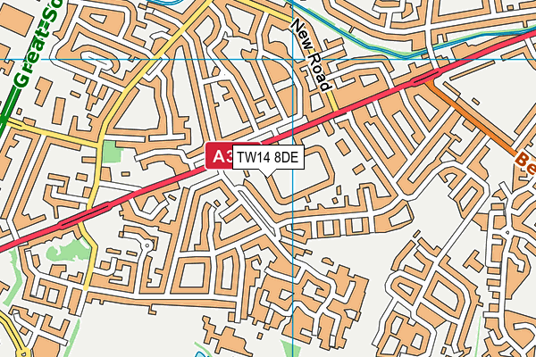 TW14 8DE map - OS VectorMap District (Ordnance Survey)