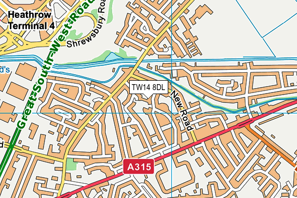 TW14 8DL map - OS VectorMap District (Ordnance Survey)