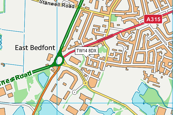 TW14 8DX map - OS VectorMap District (Ordnance Survey)