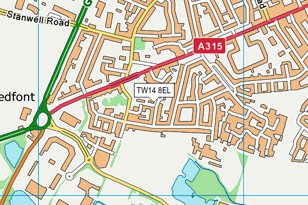 TW14 8EL map - OS VectorMap District (Ordnance Survey)