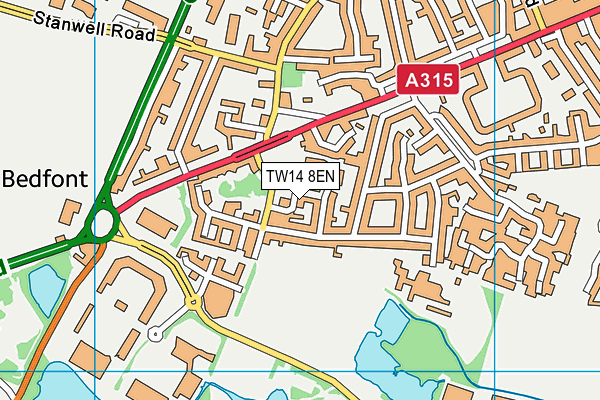 TW14 8EN map - OS VectorMap District (Ordnance Survey)