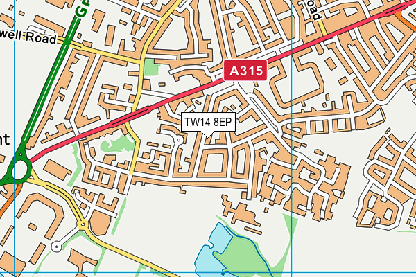 TW14 8EP map - OS VectorMap District (Ordnance Survey)
