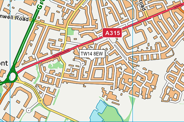 TW14 8EW map - OS VectorMap District (Ordnance Survey)