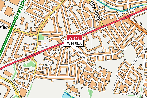 TW14 8EX map - OS VectorMap District (Ordnance Survey)