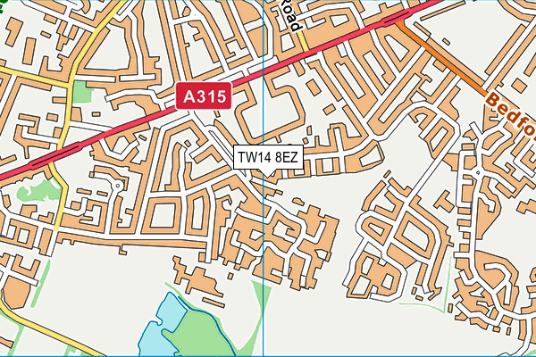 TW14 8EZ map - OS VectorMap District (Ordnance Survey)